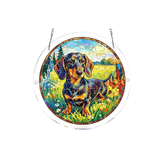 Highland Cow Acrylic Puzzles Suncatcher Window Hanging, 83 Pieces 7.8“ Flower Bird Sun Catcher Stained Glass Acrylic Puzzles Kit for Window, Kitchen, Sunroom and Garden