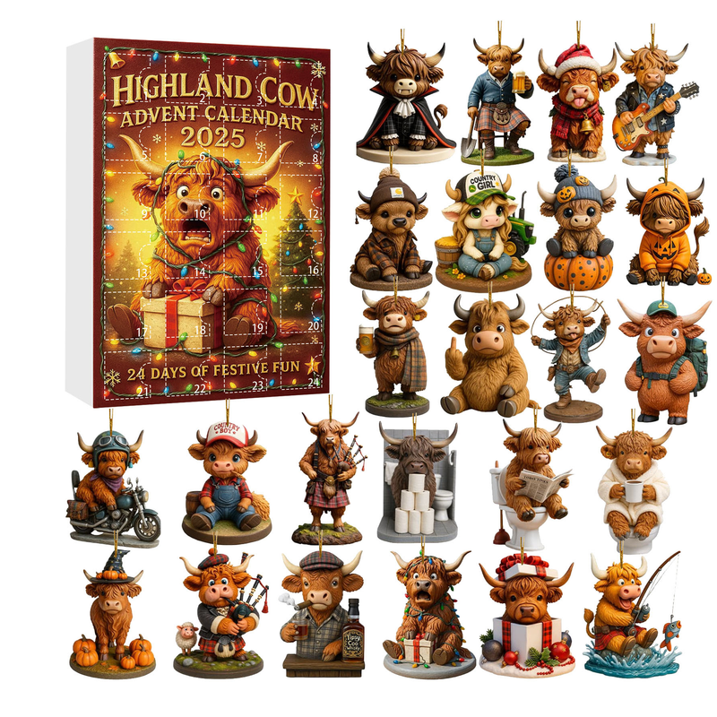 Highland Cow Advent Calendar 2025 2026 Christmas Halloween Figures ...