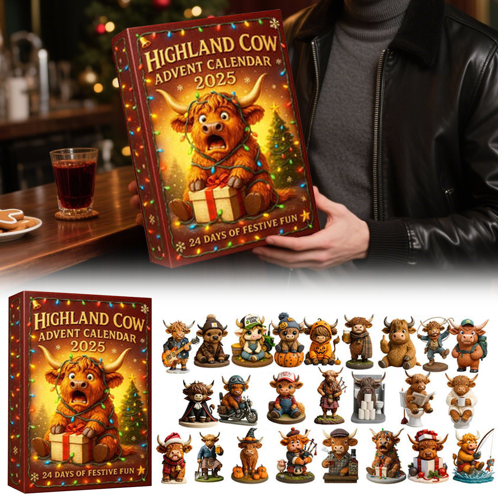 Highland Cow Advent Calendar 2025-2026, Highland Cow Figurine Advent ...