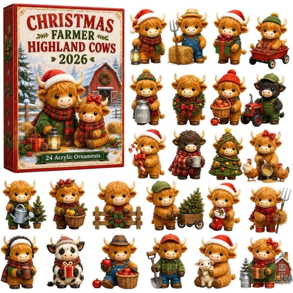 Highland Cow Advent Calendar 2026, 24 Days of Highland Cow Advent Calendar