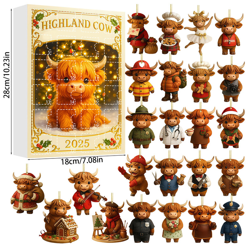 Highland Cow Baby Advent Calendar Blind Box 2025 2026 Christmas ...