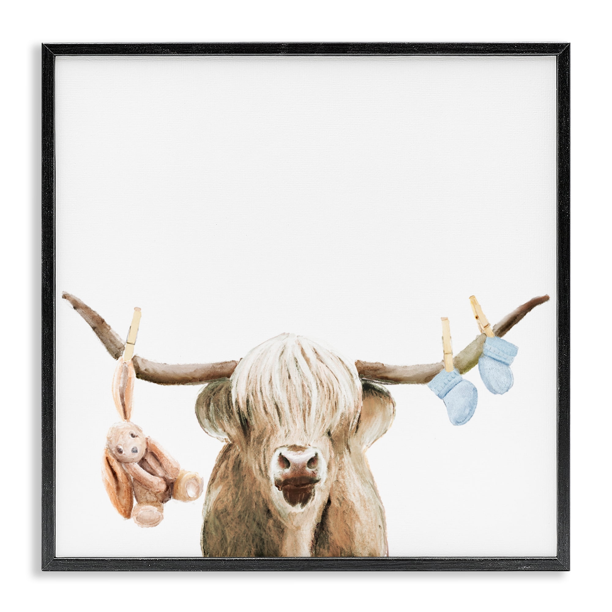 Highland Cow Baby Boy Black Framed Giclee Art, design by Ali Lynne