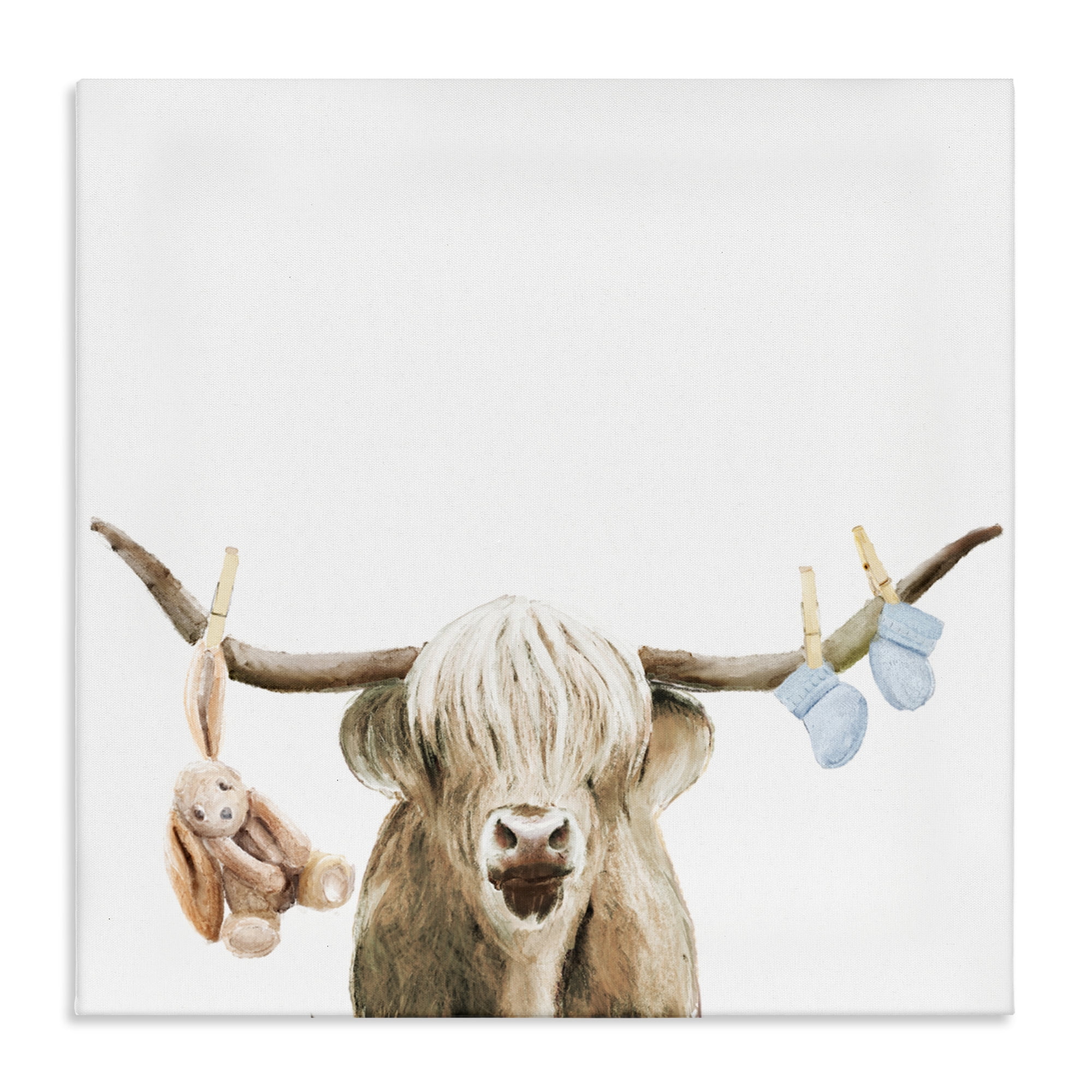 Highland Cow Baby Boy Canvas Wall Art, design by Ali Lynne