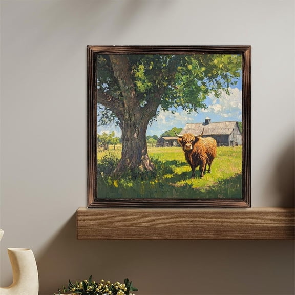 Highland Cow Barn Landscape Wooden Sign Wall Plaque - Vintage Art Decoration, Wall Decoration - Ideal Gift For Home Decoration, Living Room, Bathroom, Bedroom, Garden, Dining, Bar, Cafe, Festival P