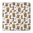 thumbnail image 1 of Highland Cow Barrel Boot Butterfly Pattern Square Fitted Tablecloth with Elastic Edge,Square Table Cover,Washable Elastic Table Cover for Home Kitchen Party Decor 34"x34", 1 of 6