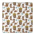 thumbnail image 1 of Highland Cow Barrel Boot Butterfly Pattern Square Fitted Tablecloth with Elastic Edge,Square Table Cover,Washable Elastic Table Cover for Home Kitchen Party Decor 36"x36", 1 of 6