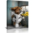 thumbnail image 1 of Highland Cow Bathroom Decor Funny Bathroom Wall Art Farmhouse Cow In The Toilet Picture Rustic Cow Bathroom Canvas Painting Home Wall Decor For Bathroom Framed Ready To Hang 12x16 Inch, 1 of 6