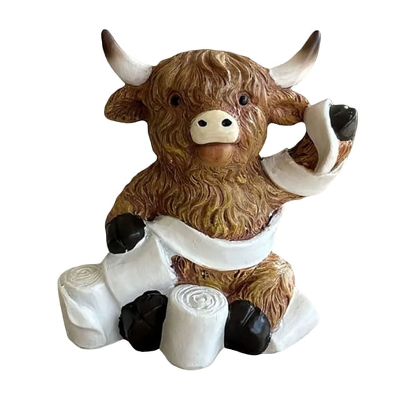 Highland Cow Bathroom Decor,Highland Cow Gifts for Women,Cow Figurine with Bathtub/Toilet/Tissue, Xmas Rustic Resin Ornaments Statue for Farmhouse Kitchen Home Table Christmas Decoration