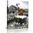 thumbnail image 1 of Highland Cow Bathroom Decor Wall Art Funny Bathroom Farm Cow Canvas Print Black And White Cow Bathroom Wall Decor Rubber Duck Cute Cow In Bathtub Wall Art Home Decor For Bathroom Bedroom 12x16 Inch, 1 of 6
