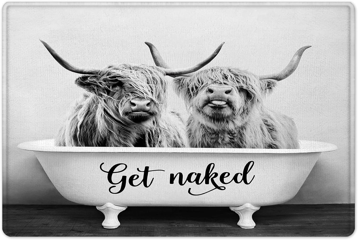 Highland Cow Bathroom Rugs Funny Western Wildlife Cow Get Naked Print Bath Mat For Bathroom