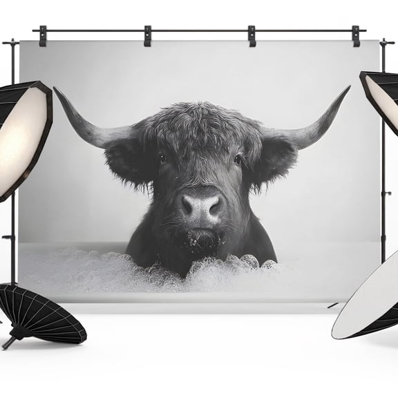 Highland Cow in The Bathtub Photography Backdrop 7x5FT, Bathroom Funny Animal Photo Backdrops, Background for Photography Studio Photo Studio Background, Back Drop for Photoshoot