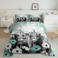 thumbnail image 1 of Highland Cow Bedding Set Cowboys Gift King, Western Farmhouse Comforter Set Bull Cattle Farm Animals Quilt, Daisy Rustic Flowers Duvet Insert, Teal Graffiti Ink Art Bedroom Decor, 1 of 6