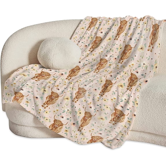 Highland Cow Blanket Cute Cow Throw Blanket Highland Cow Gifts and Decor Cow Blanket for Girls Women Adults Soft Warm Cozy Fleece Blanket for Couch Sofa Bed 50"x40"