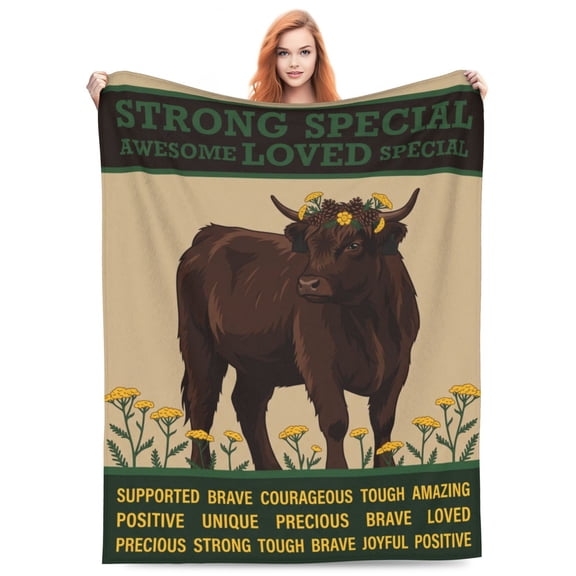 Highland Cow Blanket,Cute Highland Cow Print, Soft Cozy Flannel Throw for Women Cow Lovers, Farmhouse Home Decor for Bed Couch Sofa 50x40