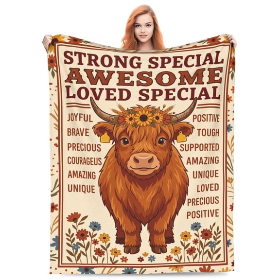 Highland Cow Blanket,Cute Highland Cow Print, Soft Cozy Flannel Throw for Women Cow Lovers, Farmhouse Home Decor for Bed Couch Sofa 50x40