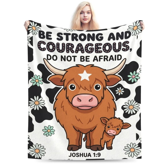 Highland Cow Blanket, Durable Faith Religious Gifts for Friends Mom, Couch Sofa Throw 50x40