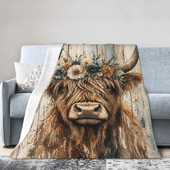 Highland Cow Blanket Gift Throw Blanket Rustic Farmhouse Gift for Cow Lovers Home Decor 50x40