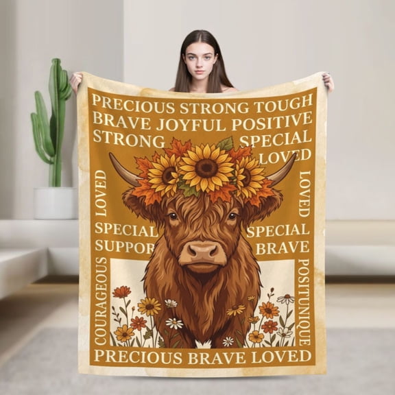 Highland Cow Blanket, Gifts for Women, Cute Cow Print Throw Blanket for Bed Couch Sofa 50x40
