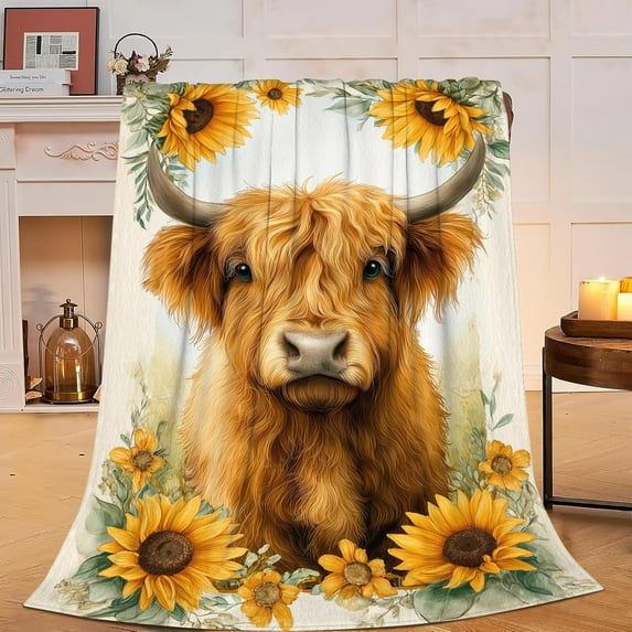 Highland Cow Blanket Highland Cow Blanket Gifts for Women Women Cattle Lovers Fleece Fuzzy Soft Cozy Flannel Cattle Plush Warm Bedding Stuffed for Users Adults Sofa Bed Couch 40 x 50 Inch