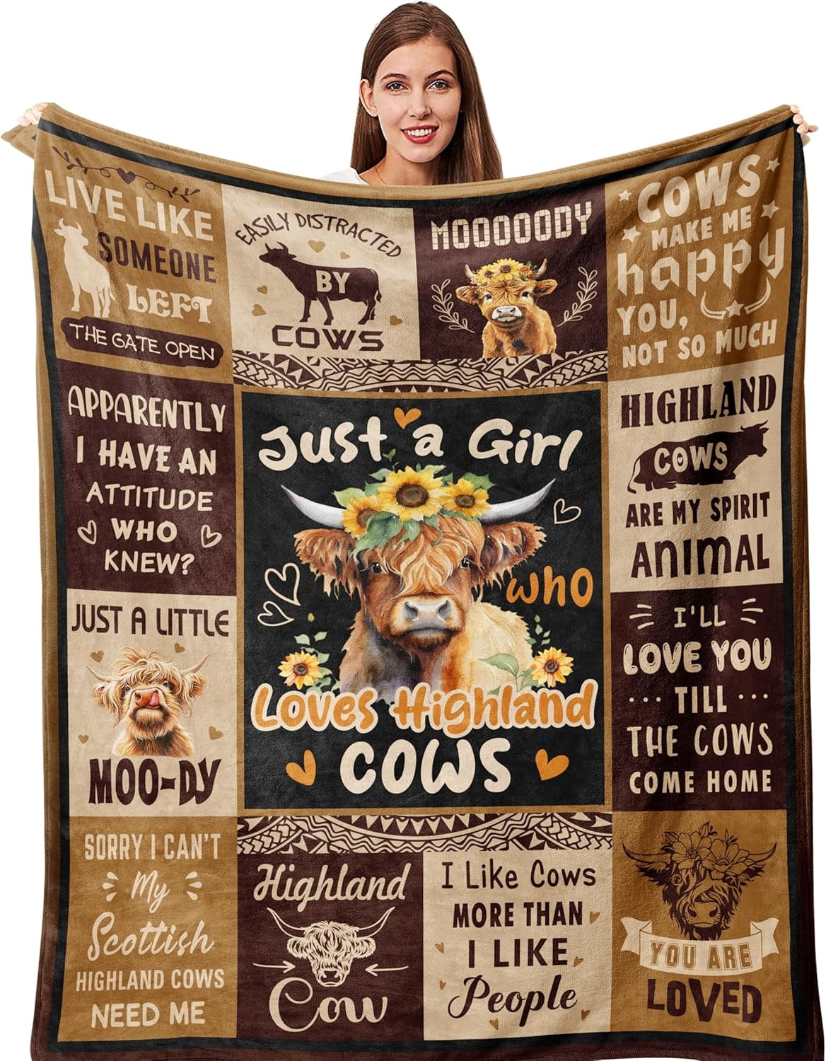 Highland Cow Blanket Highland Cow Gifts for Women Cow Gifts for Women for Birthday Christmas Soft Throw Blanket 50"x60"