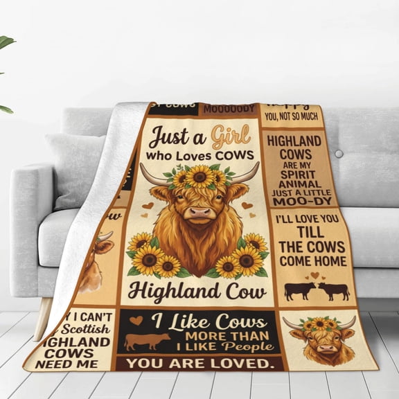 Highland Cow Blanket, Highland Cow Gifts for Women, Cow Gifts for Women for Birthday/Christmas Soft Throw Blanket 50x40