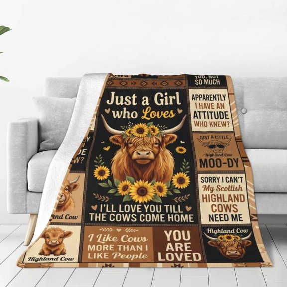 Highland Cow Blanket, Highland Cow Gifts for Women, Cow Gifts for Women for Birthday/Christmas Soft Throw Blanket 50x40