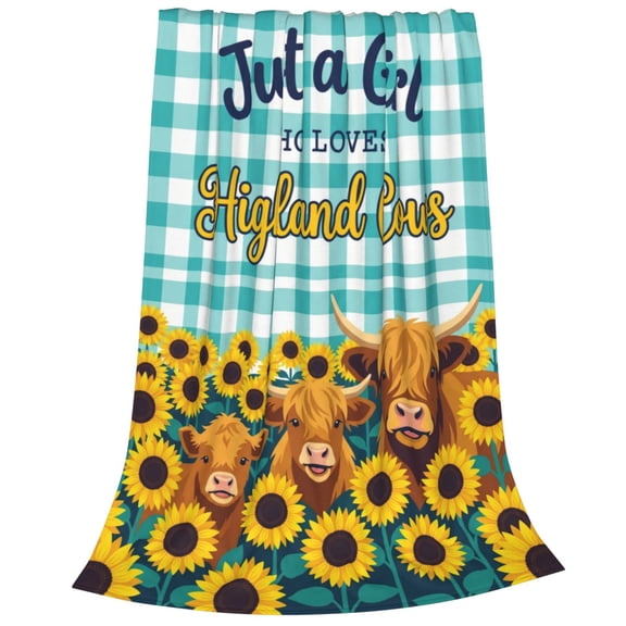 Highland Cow Blanket Sunflower Family Decorative Plush Throw Blanket Soft Flannel Fleece Home Decor R 50x40