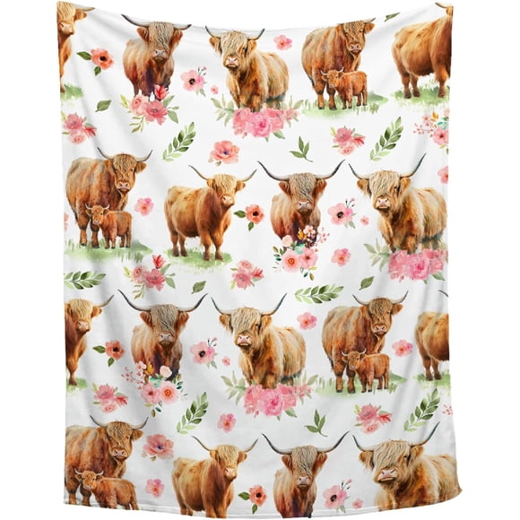 Highland Cow Blanket - Ultra Soft Cozy Plush Fleece Warm Throw for Girls Women - Cow Gifts and Decor - 50"x60"