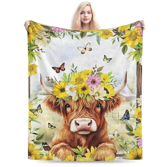Highland Cow Blanket for Cow Lovers, Cute Cow Throw Blanket 50x40
