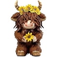 thumbnail image 1 of Highland Cow Brown Scottish Highland Cow Gnomes with Sunflower Resin Figurine Calf Gnome Herd Gnome Gifts for Farmhouse Table Home Garden Decorations, 1 of 6