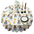 thumbnail image 1 of Highland Cow Bucket Flower Pattern Round Tablecloth 60"x60",Wrinkle Wipeable Table Cloth for Kitchen Dining Room Picnic Patio Party, 1 of 6