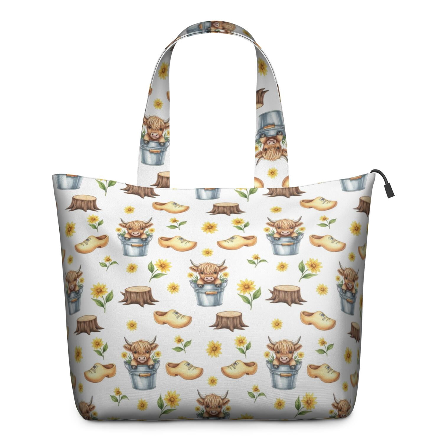 Highland Cow Bucket Flower Shoe Pattern Travel Tote Bags for Women Carry On,Large Weekender Bags for Women Travel,Multi Functional Duffle Bag for Work,Shopping,Sports