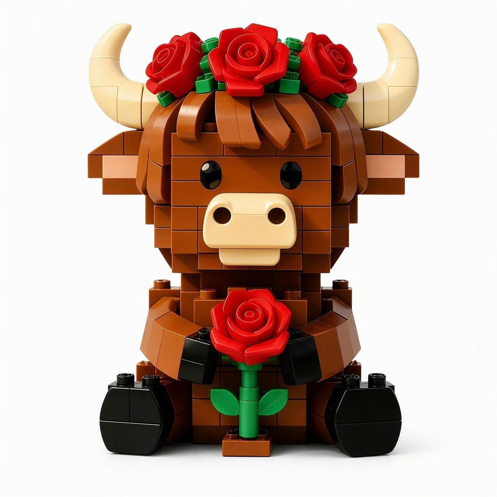 Highland Cow Building Block Set,Cute Animal Building Bricks Kit with ...