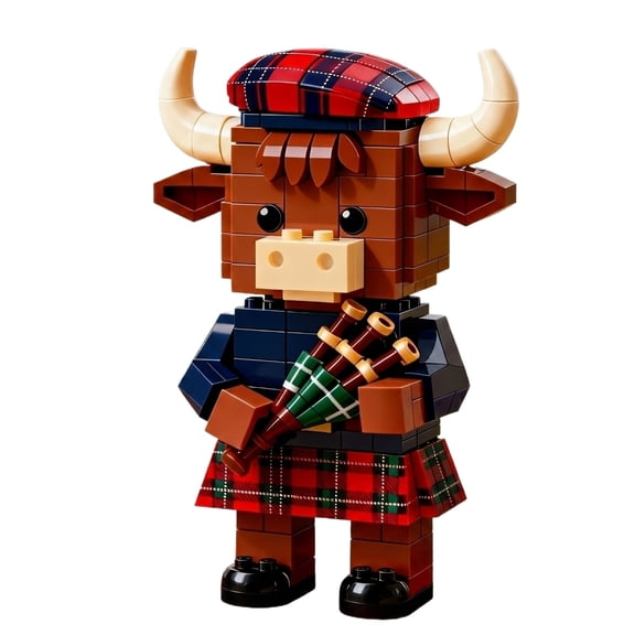 Highland Cow Building Blocks Set, Collectible Animal Building Toy, Creative Scottish Cow Bagpiper Brick Set for Adults & Teens, DIY Home Office Decor, STEM Education-Gift Ideas