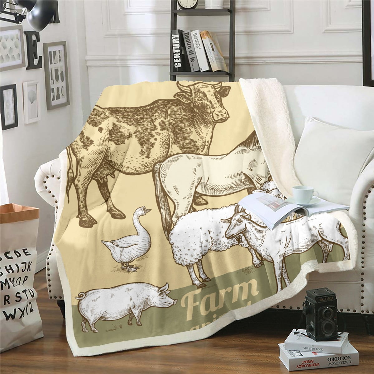 Highland Cow Bull Cattle Blanket Horse Galloping Throw Blanket for Bed