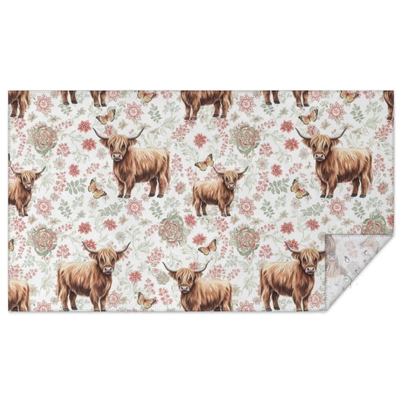 Highland Cow and Butterfly Print Waterproof Tablecloth, Rectangular ...