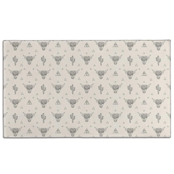 Highland Cow Cactus Triangle Pattern Door Rugs,Washable Non Slip Door Mats Indoor,Decorative Door Mats,Entry Mat Indoor for Entrance,Bedroom,Kitchen,Bathroom,17"x30"
