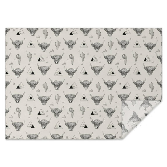 Highland Cow Cactus Triangle Pattern Rectangle Tablecloth 60"x84",Waterproof Polyester Rectangle Table Cloth, Wipeable Spillproof Polyester Tablecloth for Dining, Camping, Indoor and Outdoor