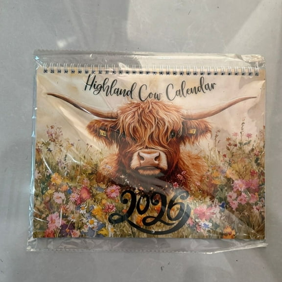 Highland Cow Calendar 2026, 12 Month Desktop or Wall Annual Calendar Size 8.2x11 in, for Daily Planner, to-do List, Scottish Highland Cow Wall Art Decor