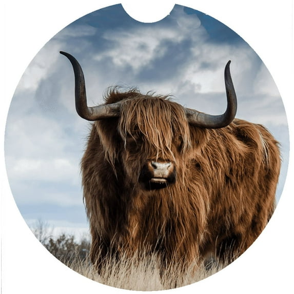 Highland Cow Car Coaster, Absorbent Stoneware Car Cup Holder Coaster, Set of 2