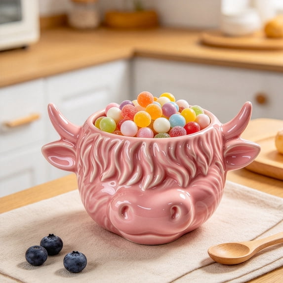 Save Candy Container Highland Cow Ceramic Candy Storage Jar, Decorative Candy Bowl for Home ...