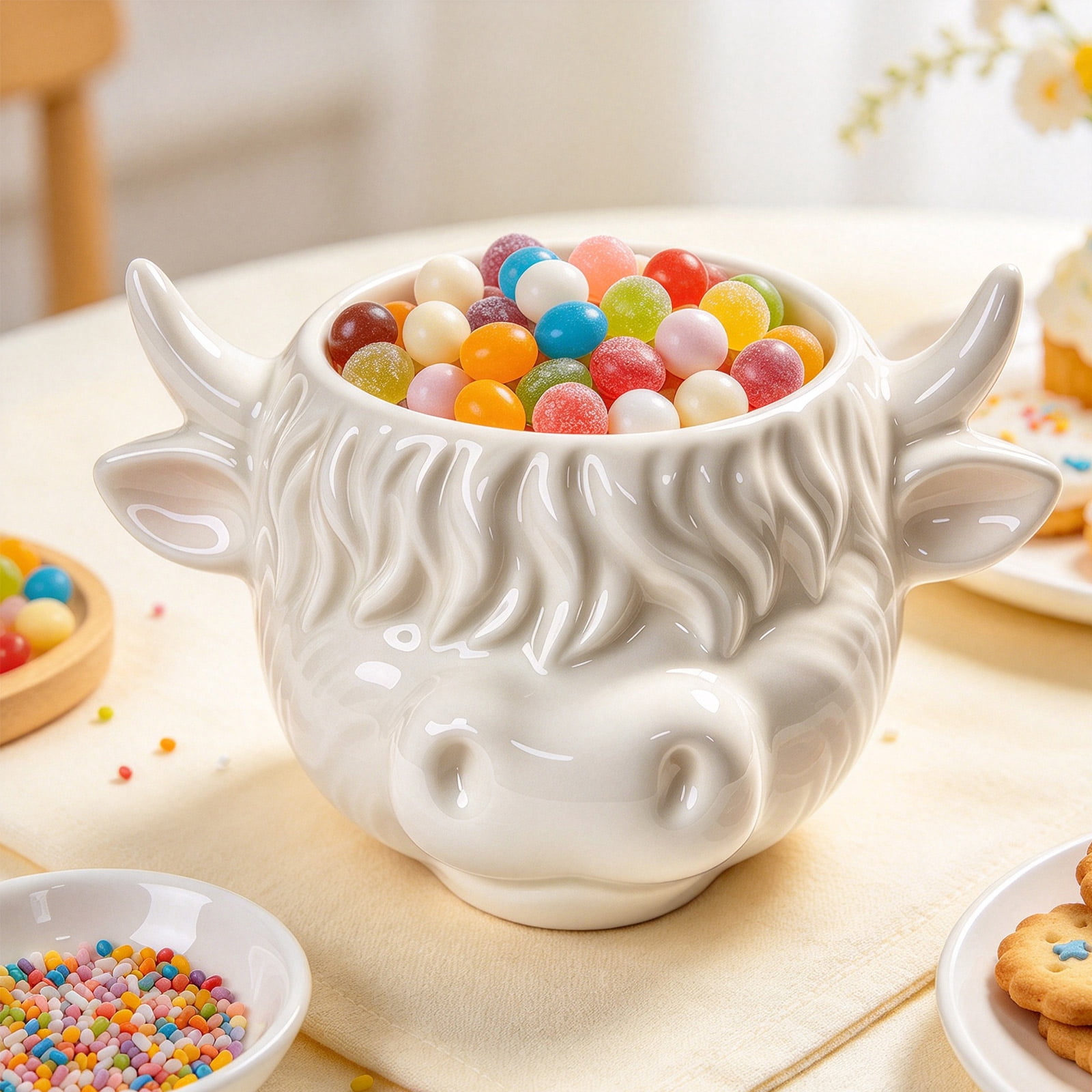 Highland Cow Ceramic Candy Storage Jar, Decorative Candy Bowl for Home ...
