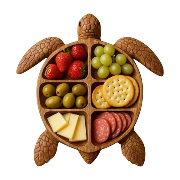 Highland Cow Charcuterie Board, Highland Cow Wooden Charcuterie Board, Cute Food Platter, Natural Solid Wood with Compartments for Cheese, Meats, Fruit, Farm Themed Party (Turtle)