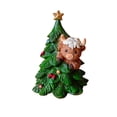 thumbnail image 1 of Highland Cow Christmas Figurine Emerging from Tree for Mantel Tabletop Holiday Decor and Seasonal Holiday Display, 1 of 6