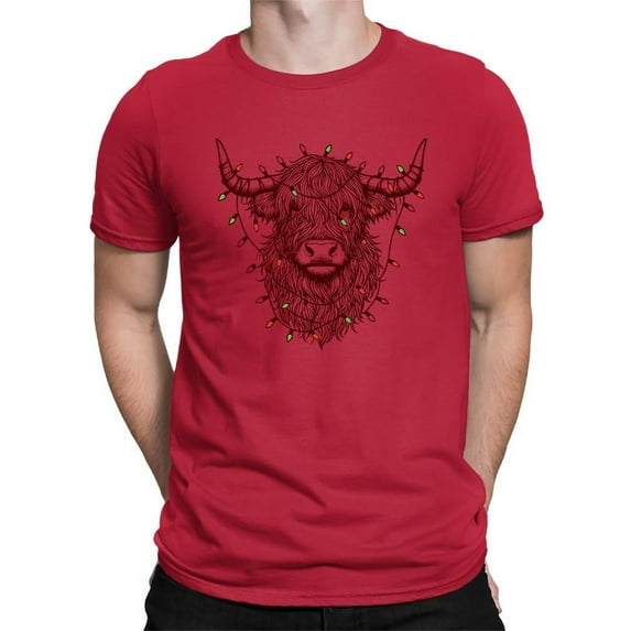 Highland Cow Christmas Lights T-shirt Men's