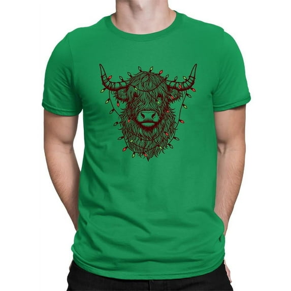 Highland Cow Christmas Lights T-shirt Men's