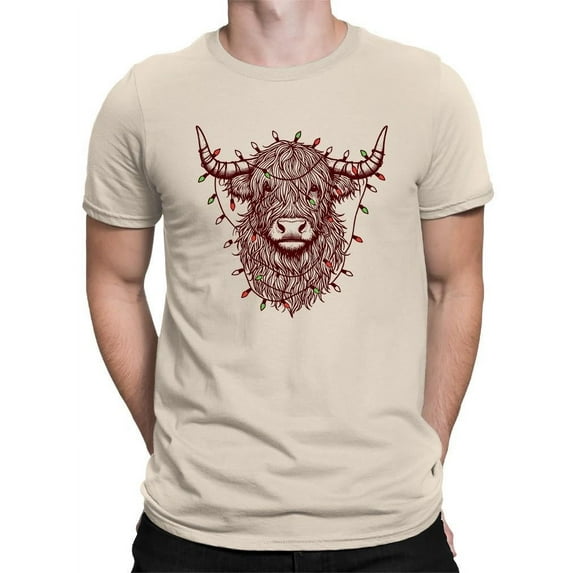 Highland Cow Christmas Lights T-shirt Men's