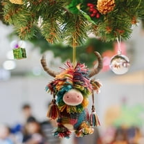 Highland Cow Christmas Ornaments - Cute 2D Acrylic Cow Pendants for Xmas Tree Decorations, Cartoon Animal Themed Holiday Home Party Decor