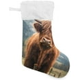 thumbnail image 1 of Coolnut Highland Cow Christmas Stockings, 17.7 Inch Large Xmas Stocking Fireplace Hanging Stocking Socks - 1 Pack Holiday Gift Decor, 1 of 7