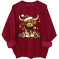 thumbnail image 1 of Highland Cow Christmas Sweatshirt Christmas Highland Cow Sweater Cows Lover Santa Hat Shirts, 1 of 5